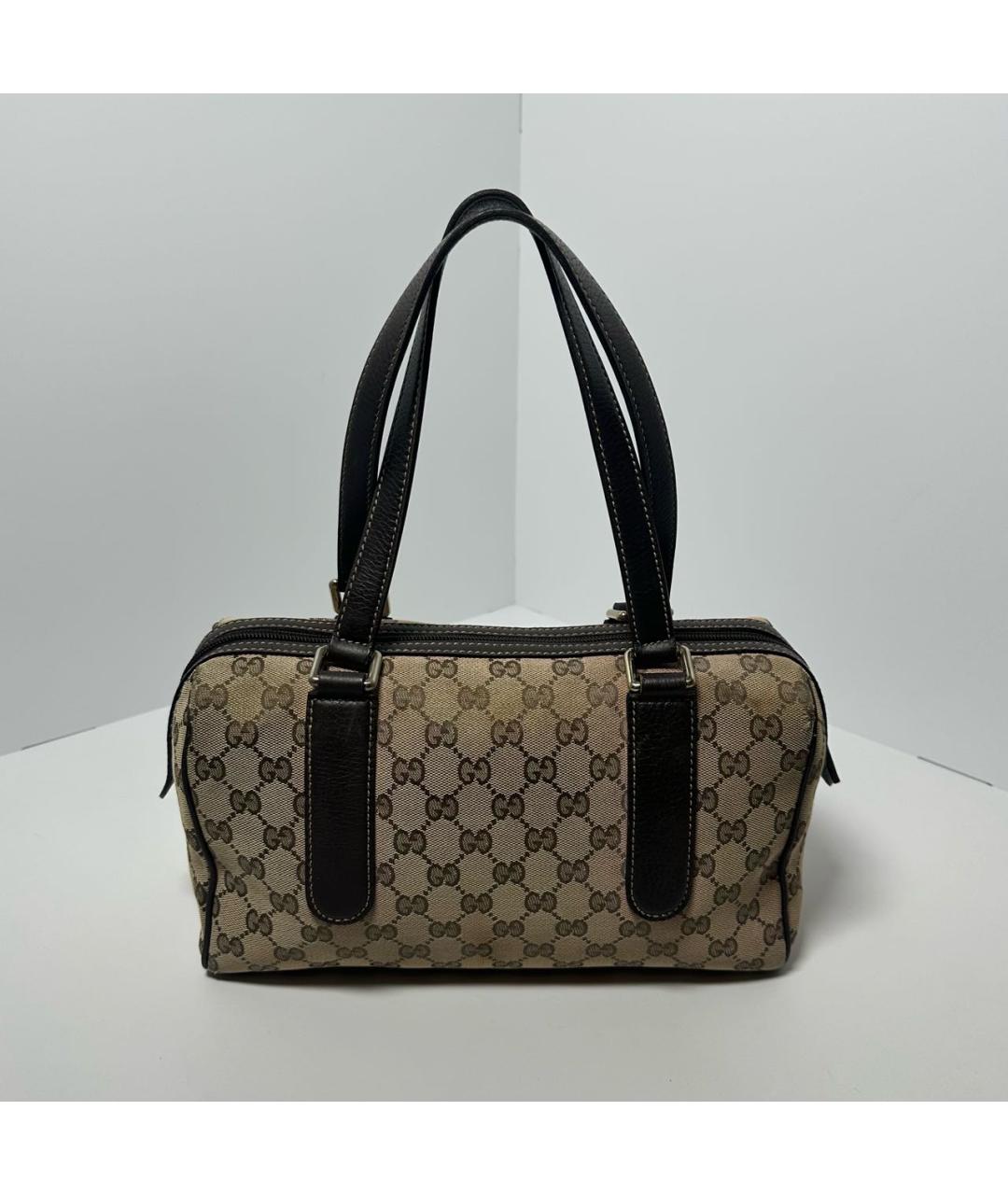 GUCCI Бежевая кожаная сумка с короткими ручками, фото 2