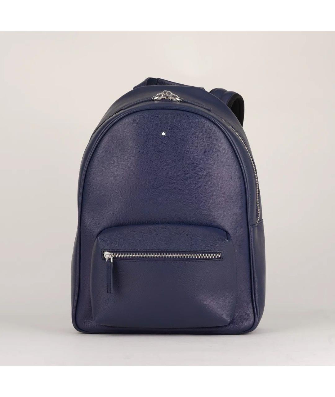 MONTBLANC Темно-синий кожаный рюкзак, фото 9