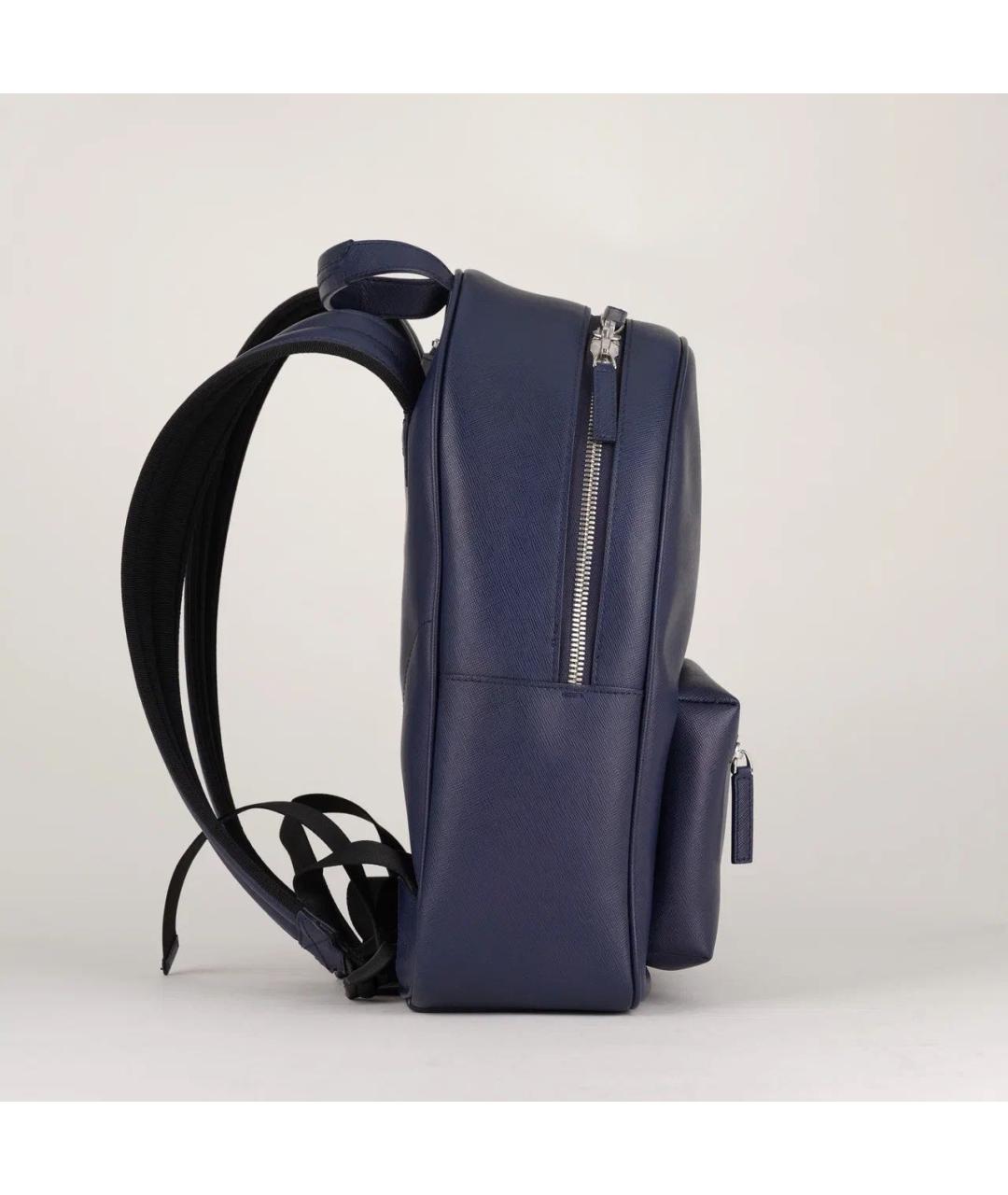 MONTBLANC Темно-синий кожаный рюкзак, фото 4