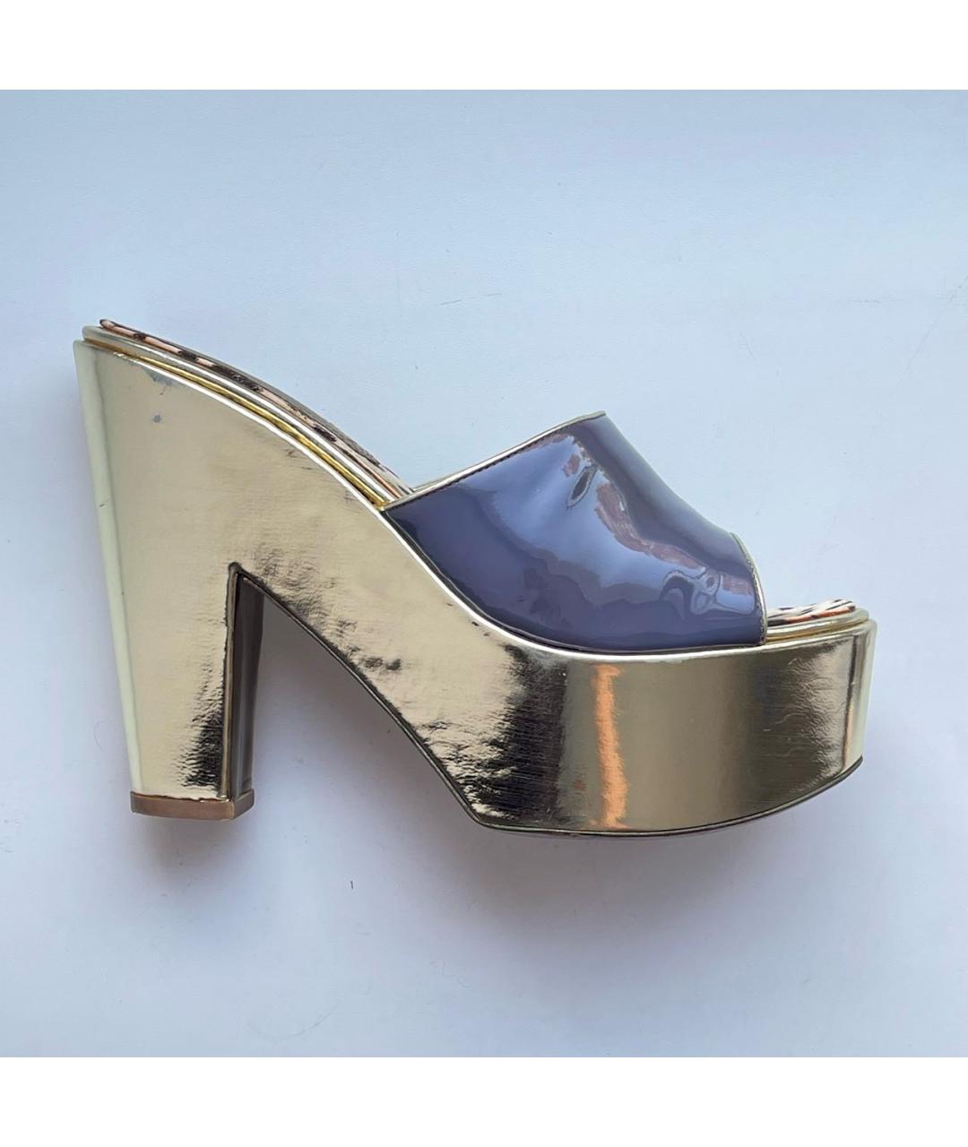 ROBERTO CAVALLI Синие сабо из лакированной кожи, фото 9