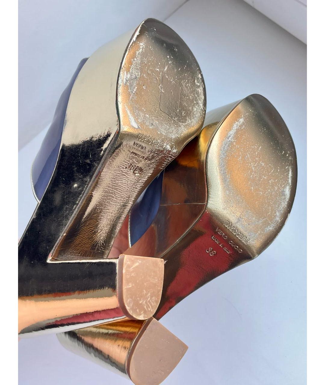 ROBERTO CAVALLI Синие сабо из лакированной кожи, фото 7