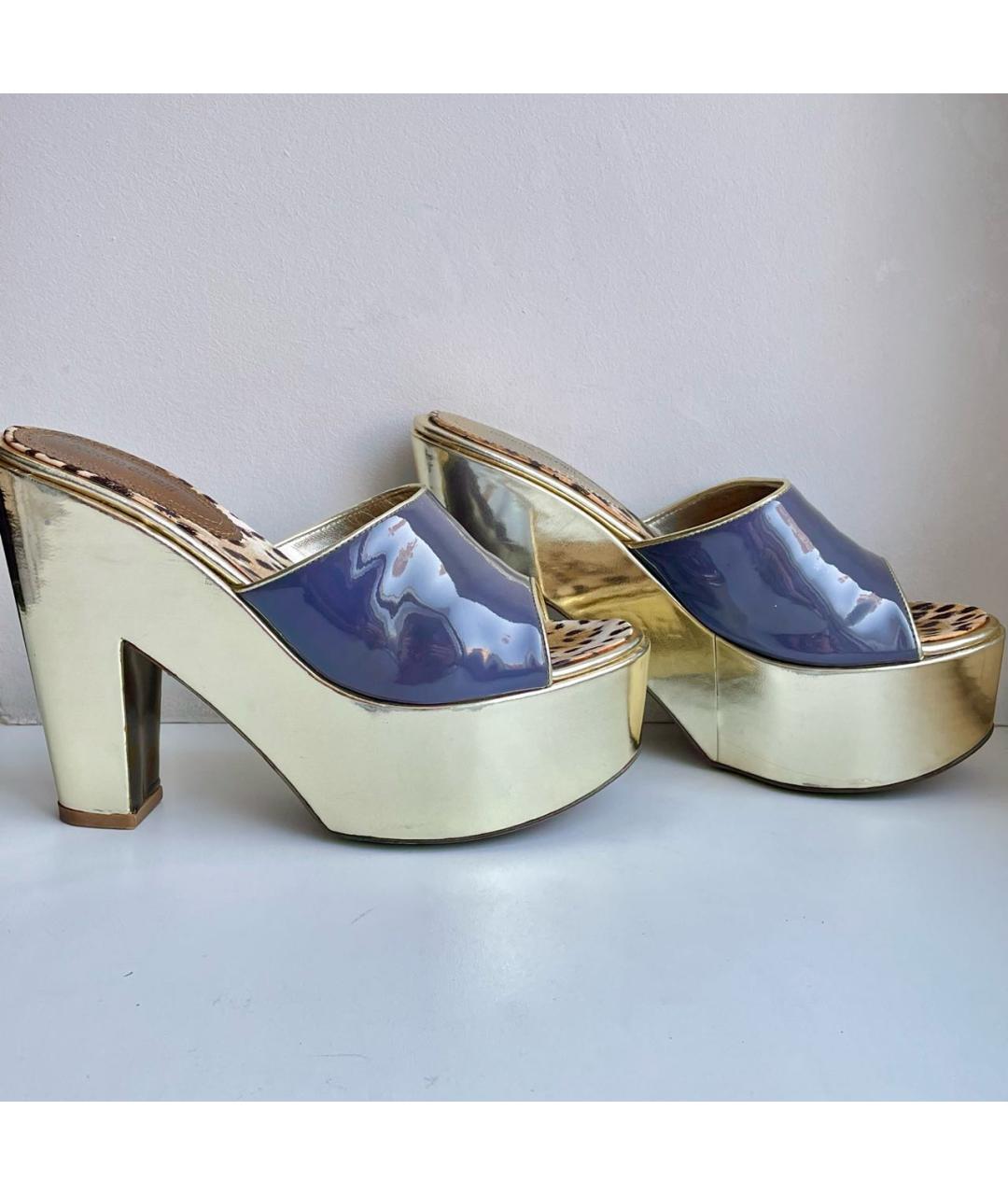 ROBERTO CAVALLI Синие сабо из лакированной кожи, фото 2