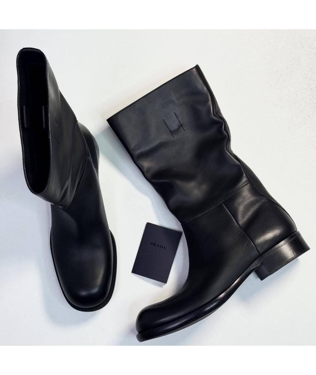 PRADA Черные кожаные сапоги, фото 3