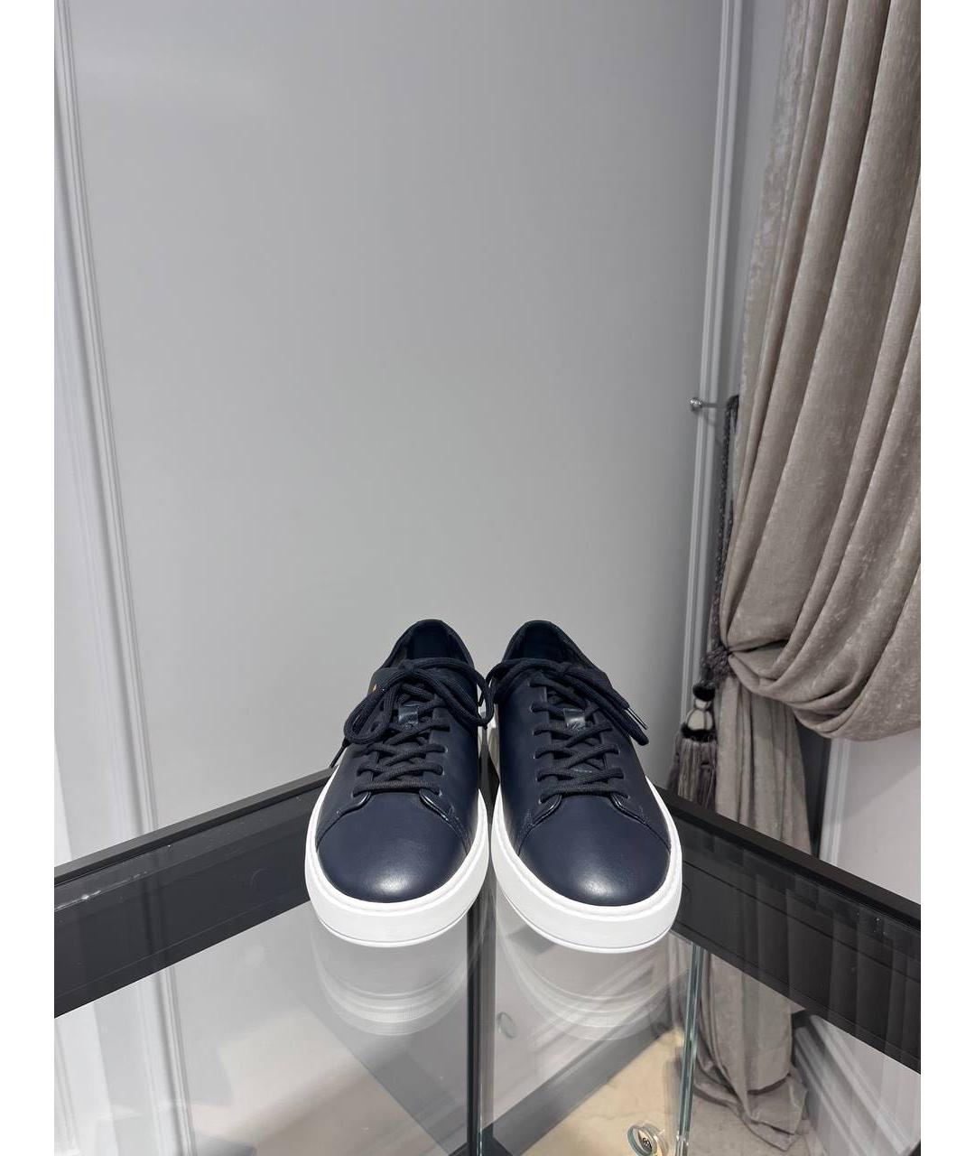 SANTONI Черные кожаные низкие кроссовки / кеды, фото 2