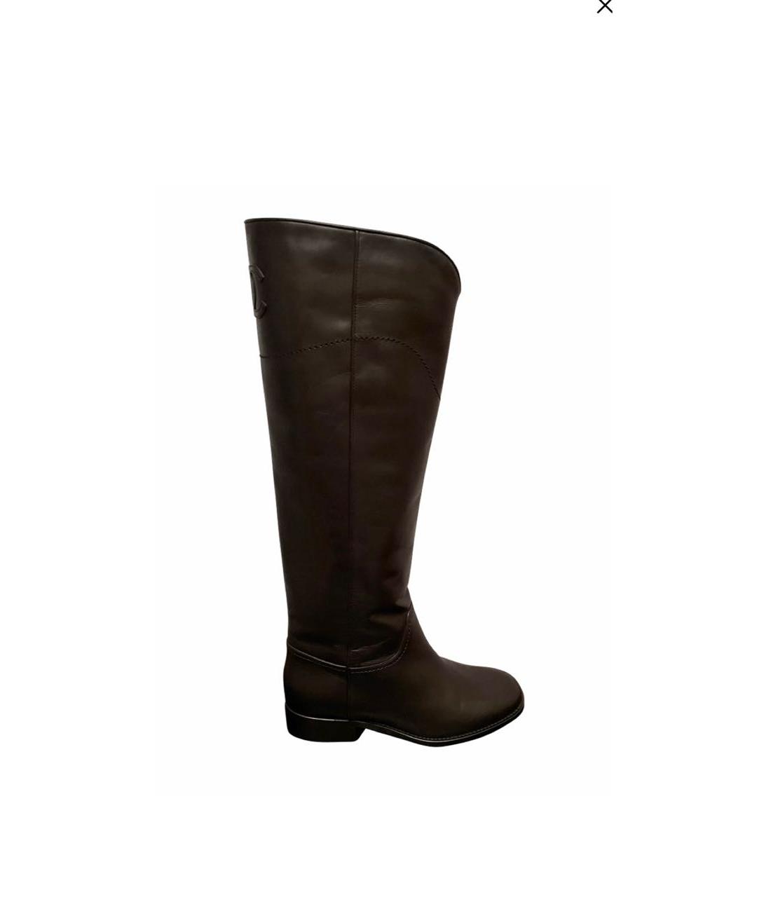 CHANEL Черные кожаные сапоги, фото 5