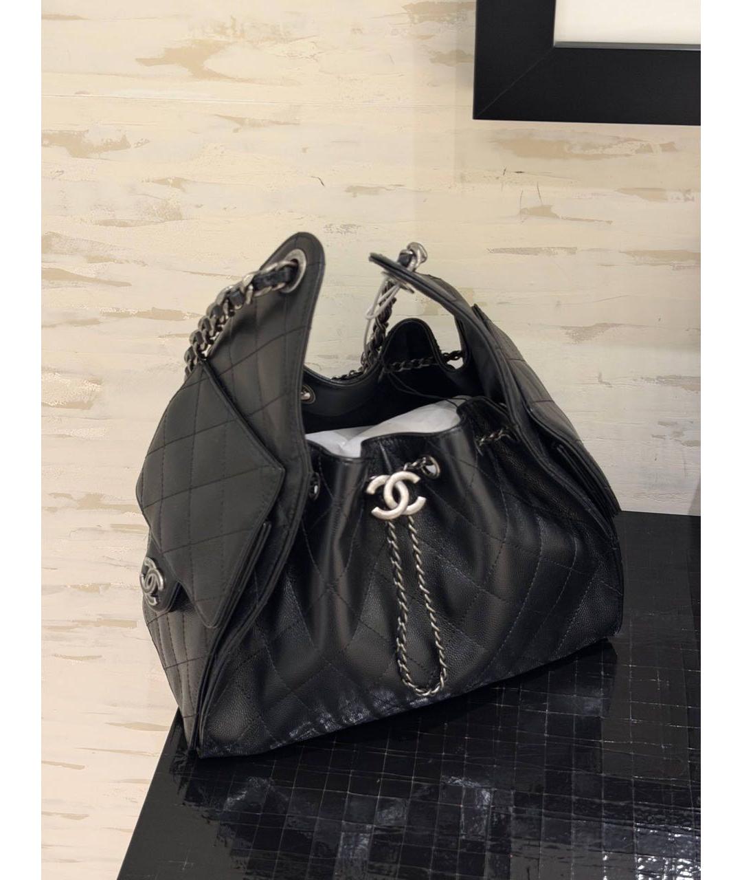 CHANEL Черная кожаная сумка тоут, фото 4