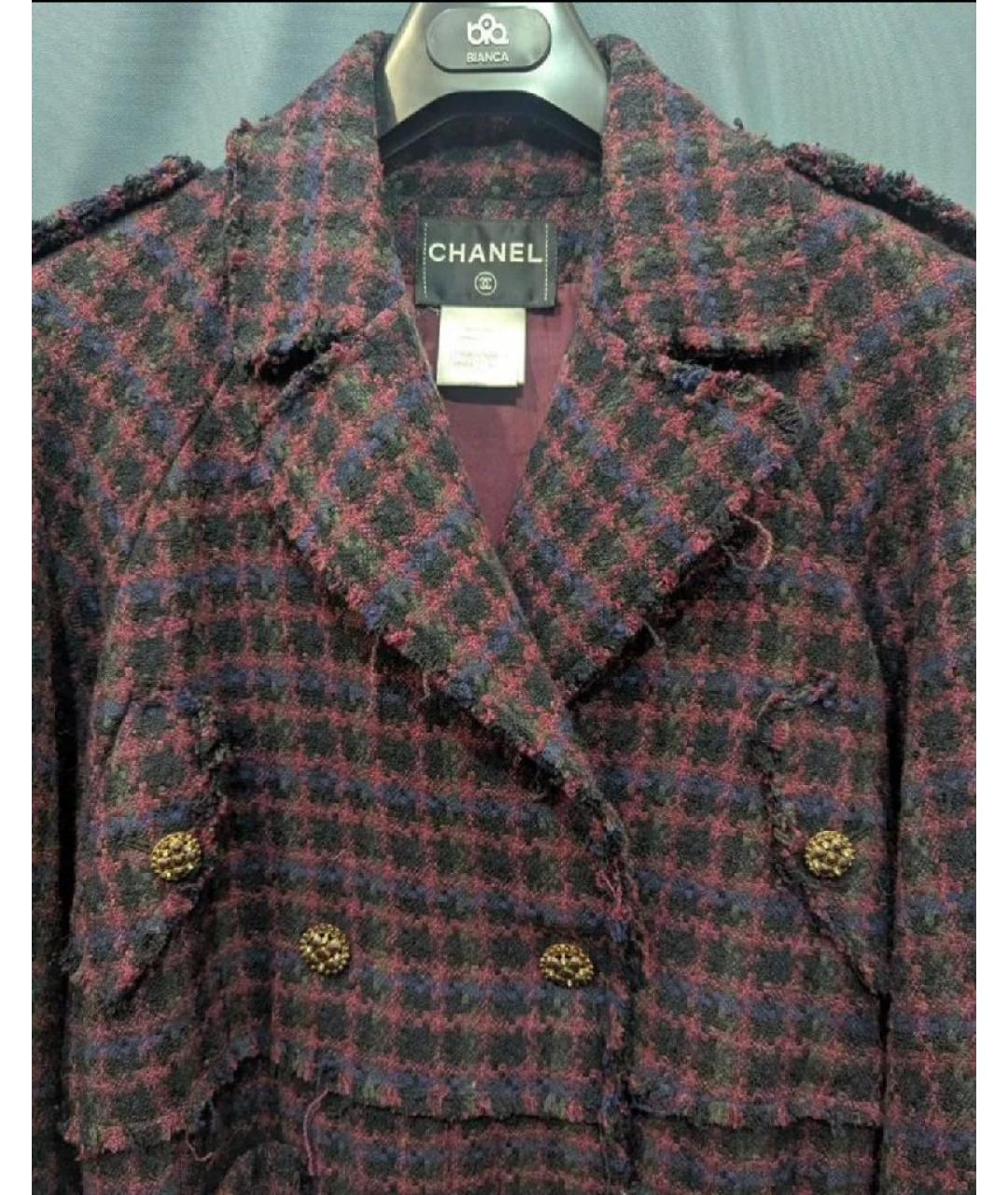 CHANEL Бордовое шерстяное пальто, фото 3