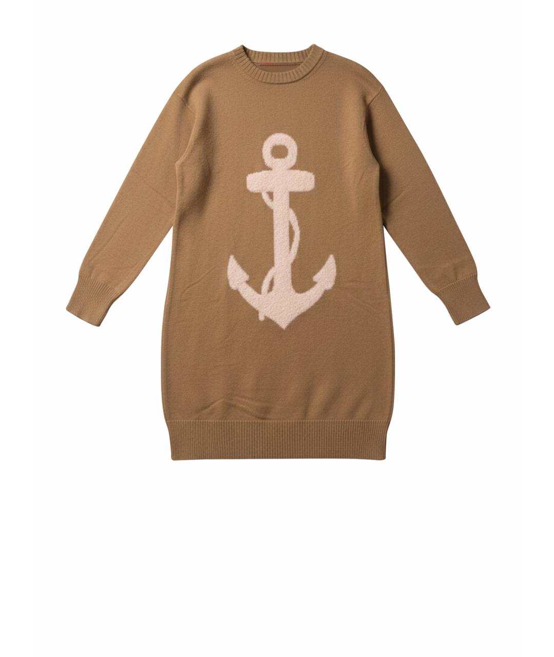 MAX MARA Коричневое шерстяное повседневное платье, фото 1