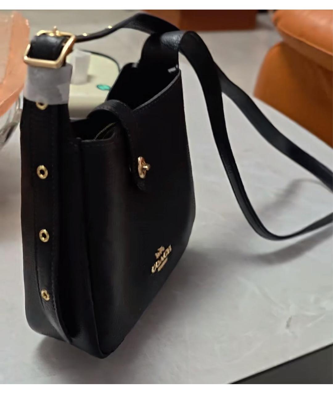 COACH Черная кожаная сумка через плечо, фото 5