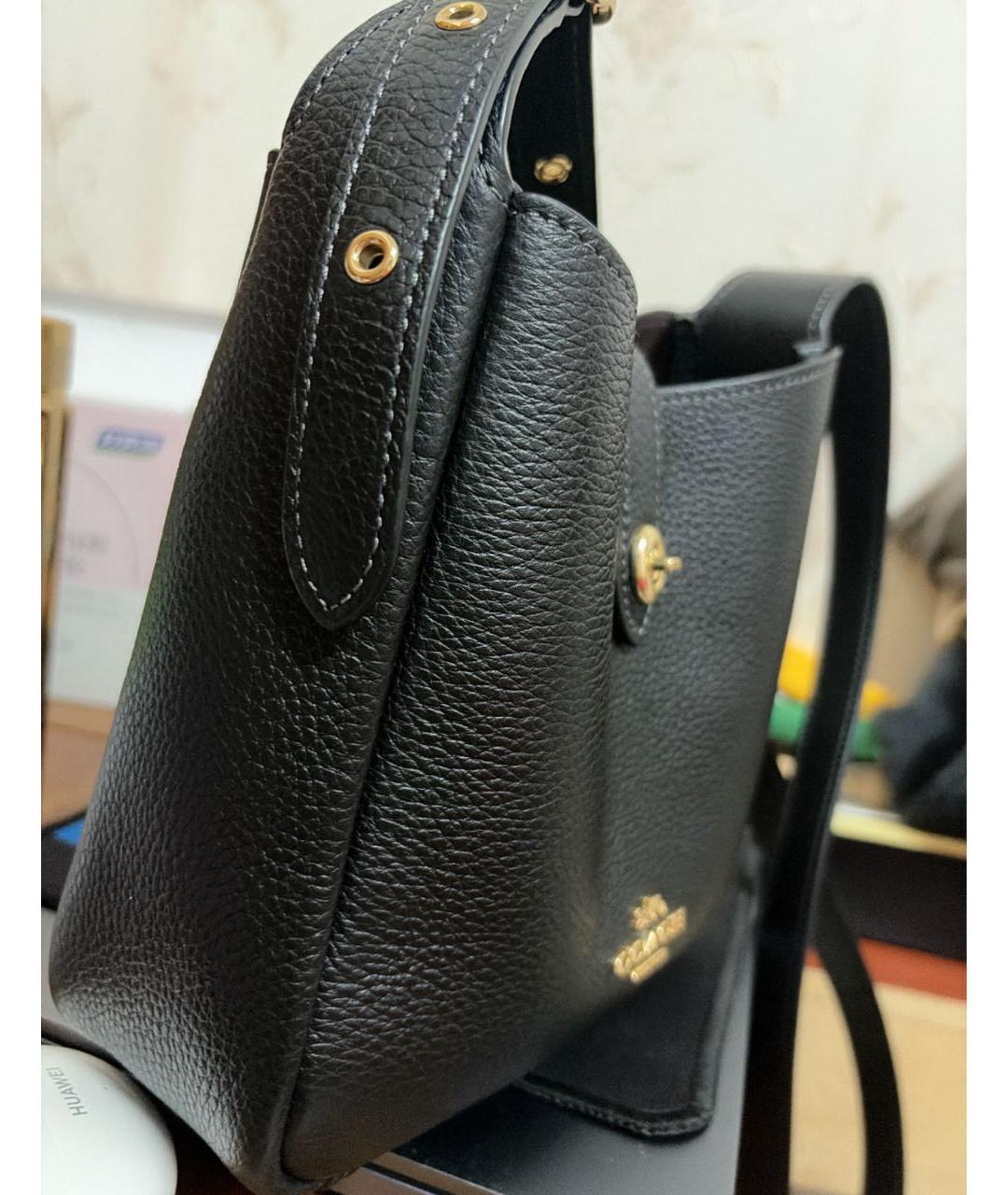 COACH Черная кожаная сумка через плечо, фото 7