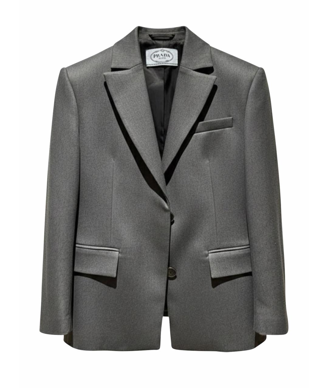PRADA Антрацитовый шерстяной жакет/пиджак, фото 1