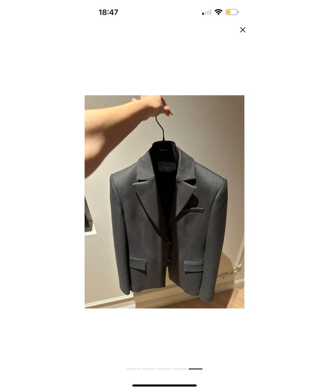 PRADA Антрацитовый шерстяной жакет/пиджак, фото 2