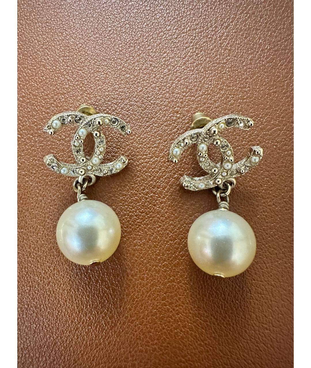 CHANEL Золотые металлические серьги, фото 7