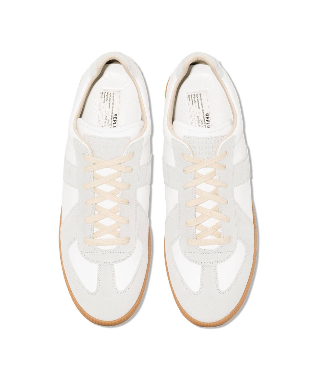 MAISON MARGIELA Белые кожаные низкие кроссовки / кеды, фото 3