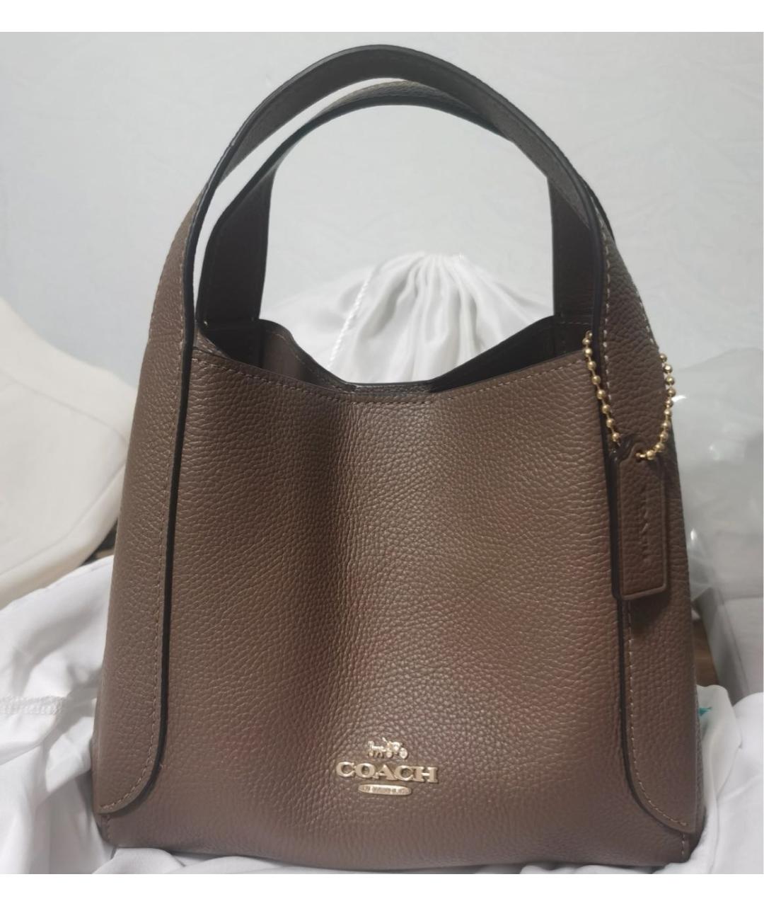 COACH Бежевая кожаная сумка тоут, фото 5