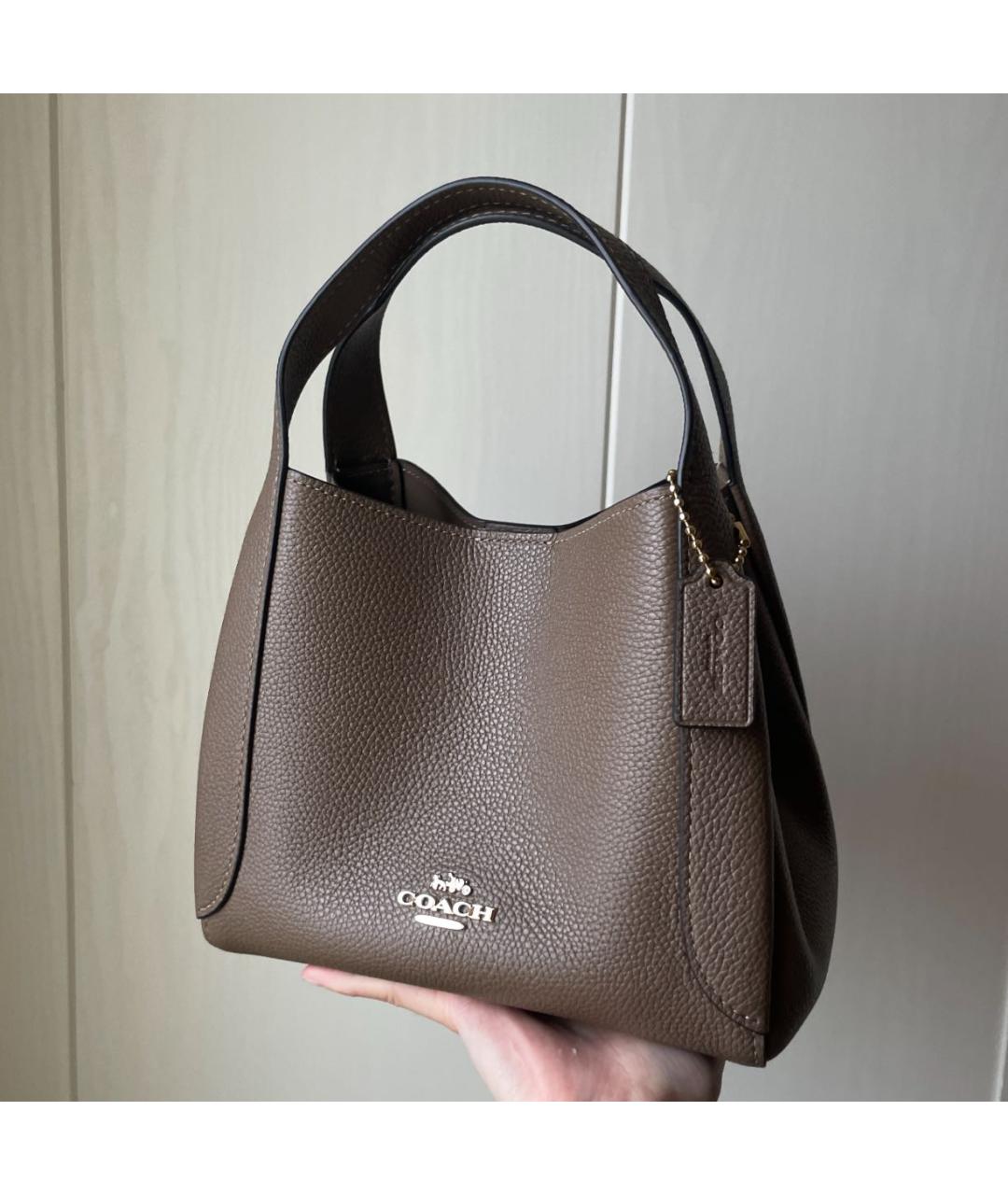 COACH Бежевая кожаная сумка тоут, фото 7