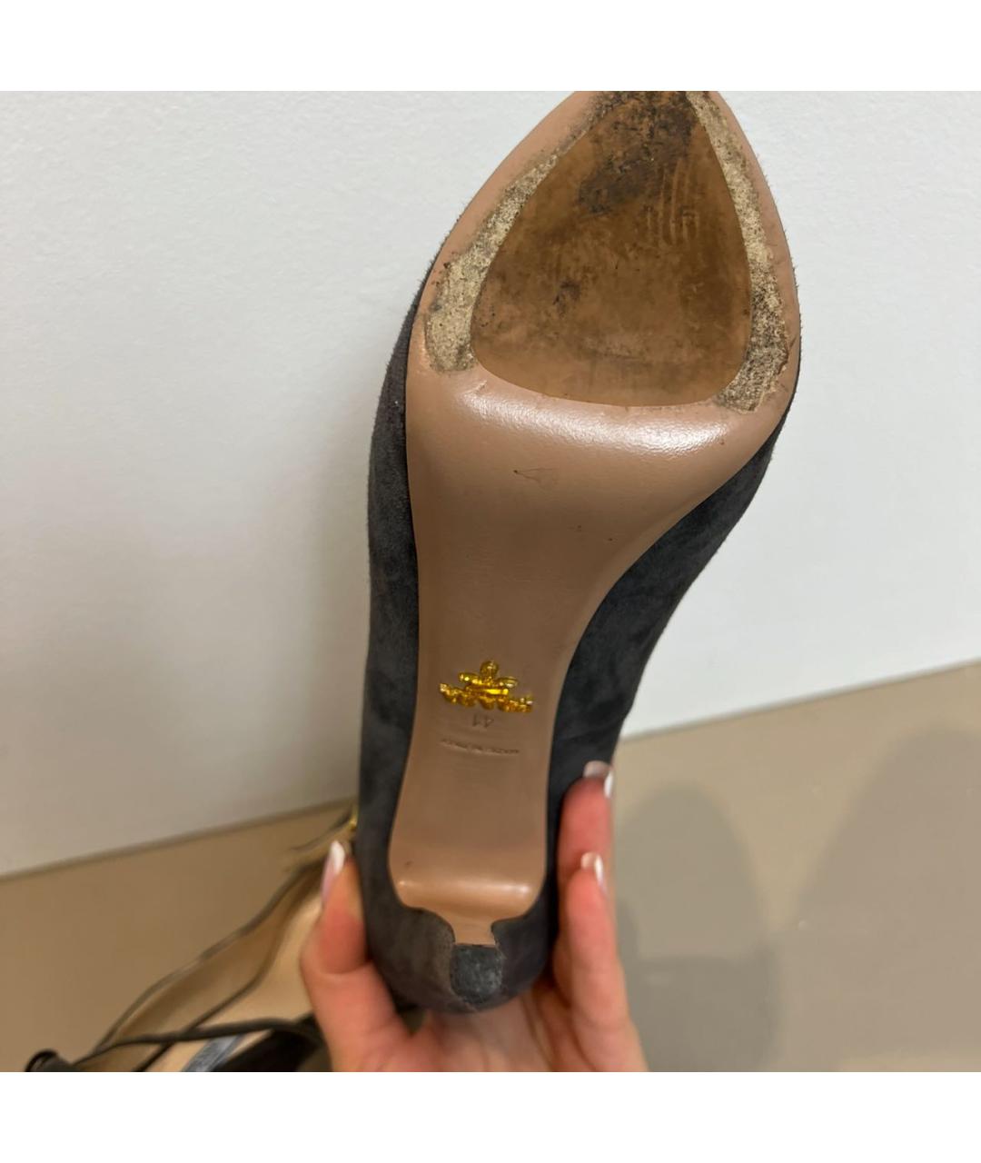 PRADA Антрацитовые замшевые туфли, фото 5