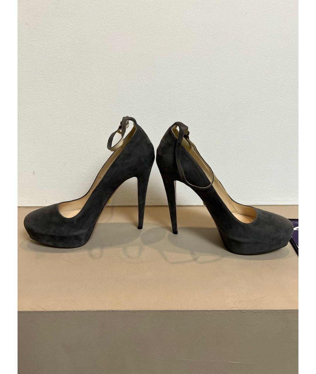PRADA Антрацитовые замшевые туфли, фото 7