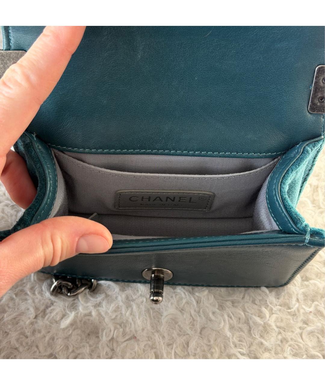 CHANEL Бирюзовая замшевая сумка через плечо, фото 5