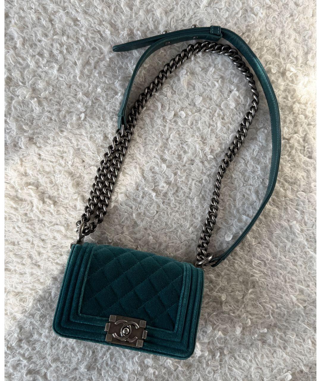 CHANEL Бирюзовая замшевая сумка через плечо, фото 7