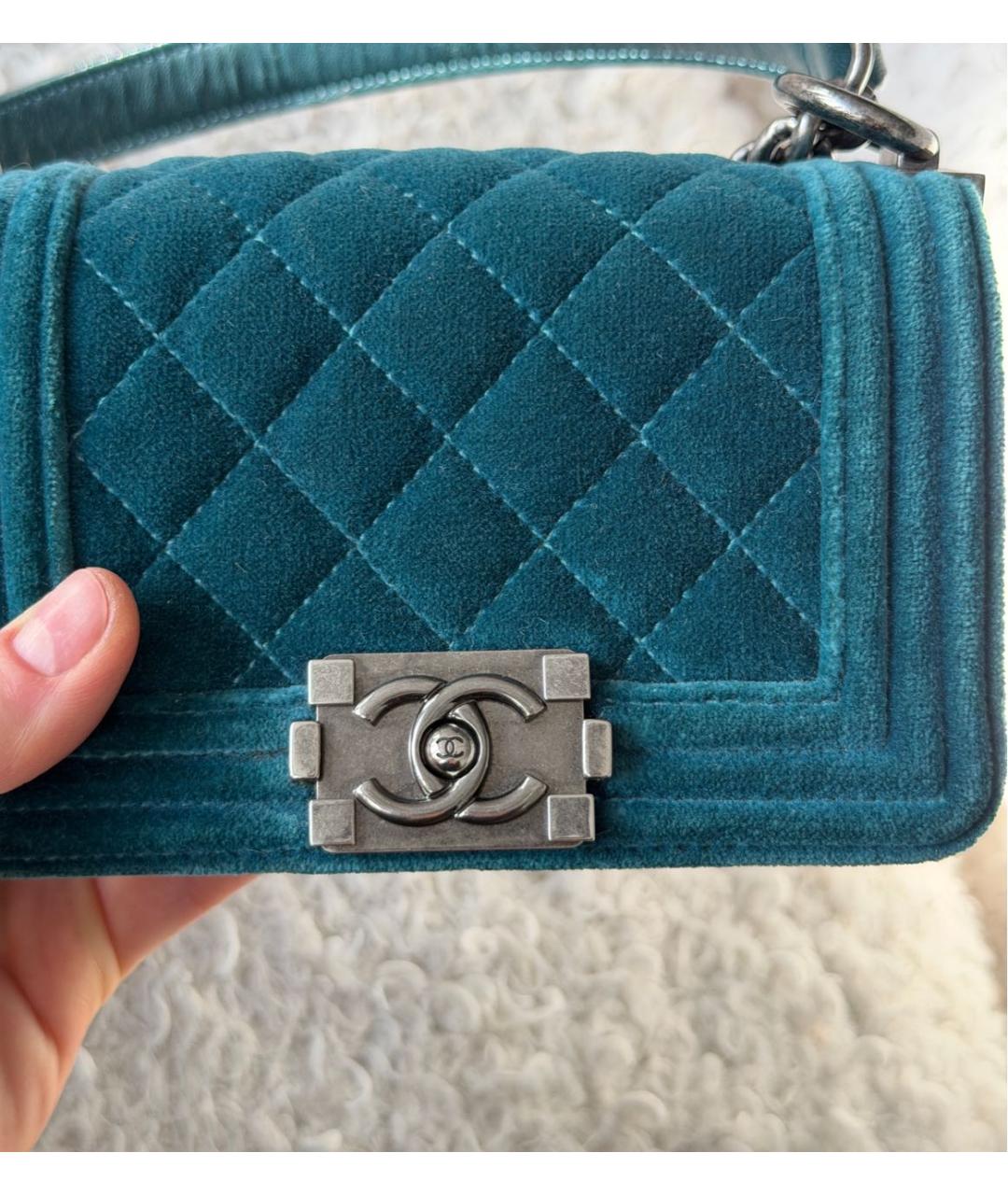 CHANEL Бирюзовая замшевая сумка через плечо, фото 4