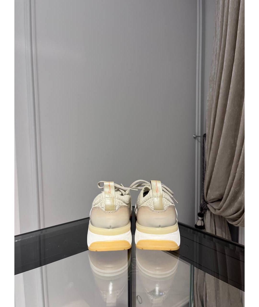 SANTONI Бежевые текстильные низкие кроссовки / кеды, фото 3
