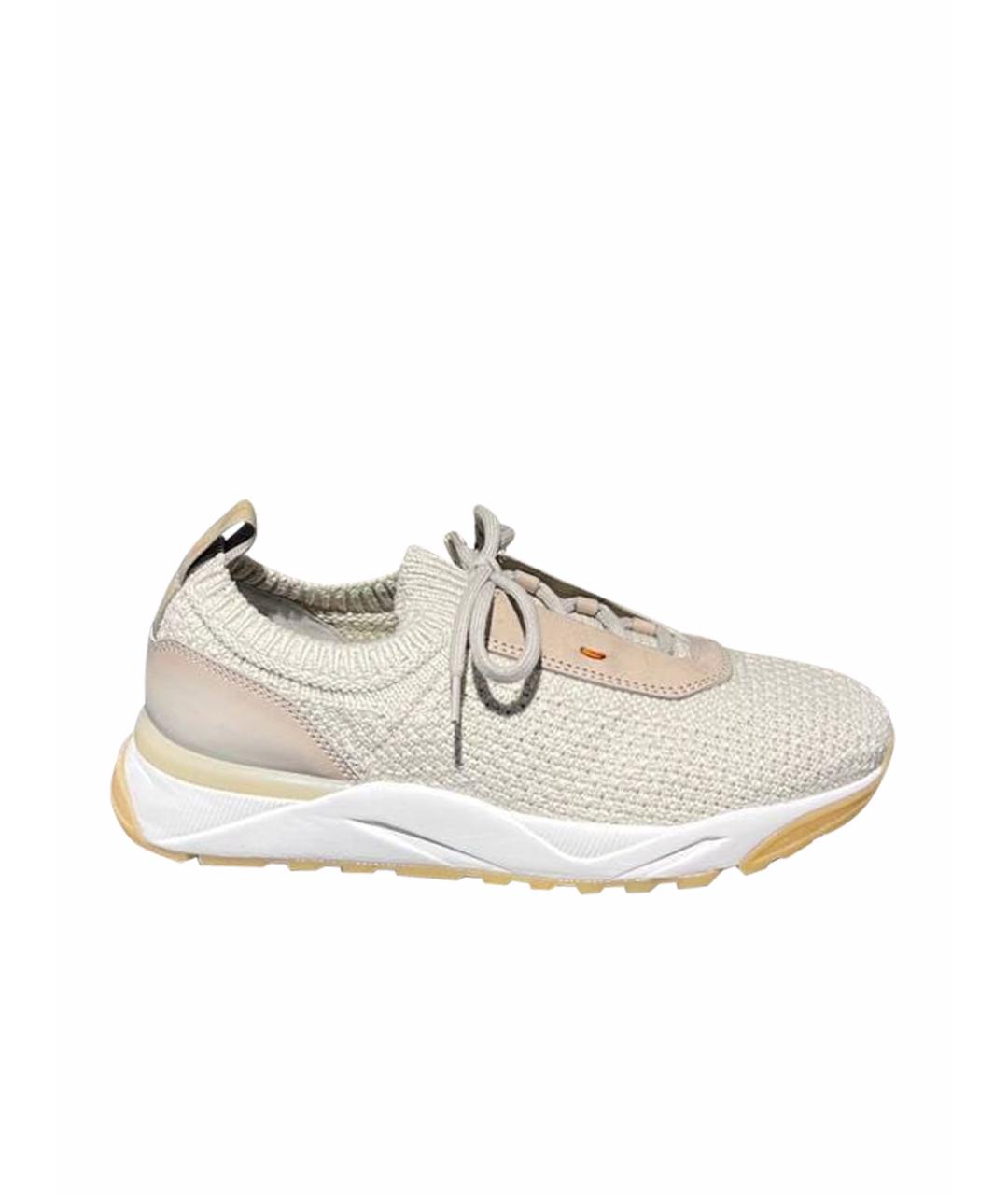 SANTONI Бежевые текстильные низкие кроссовки / кеды, фото 5