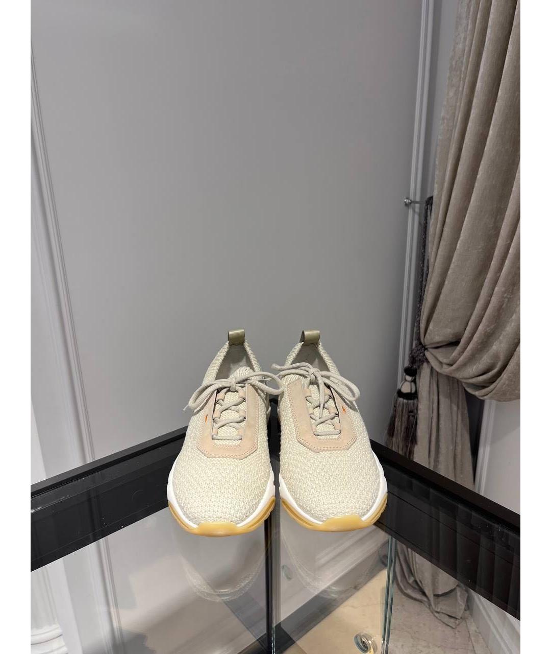 SANTONI Бежевые текстильные низкие кроссовки / кеды, фото 2