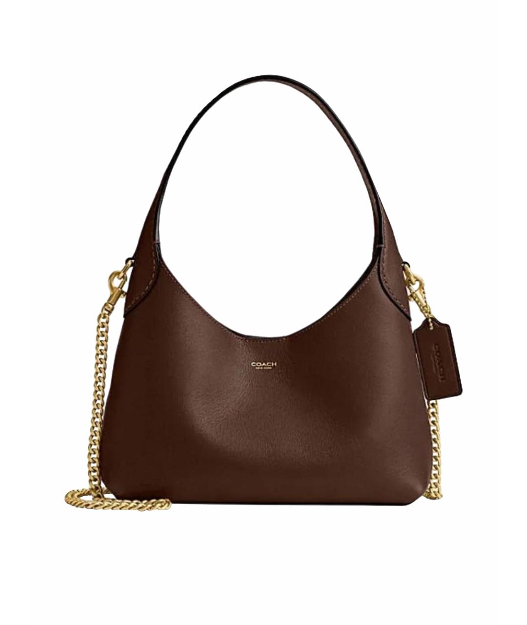 COACH Коричневая кожаная сумка через плечо, фото 1