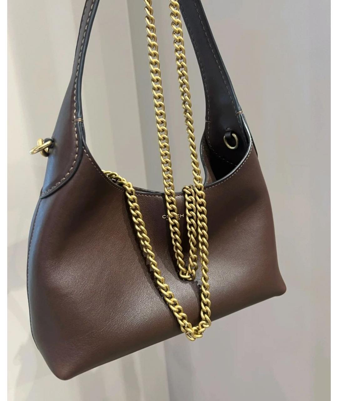 COACH Коричневая кожаная сумка через плечо, фото 6