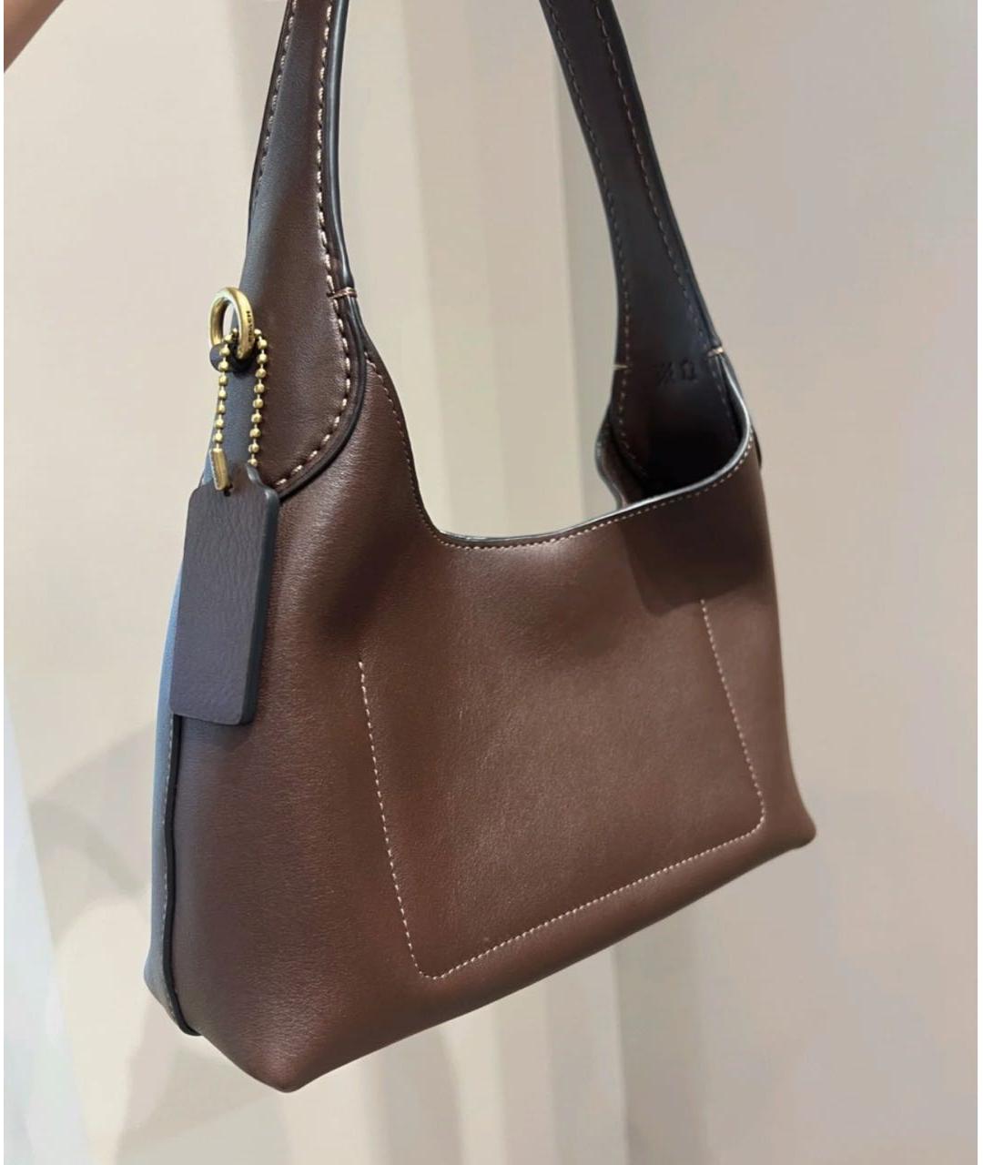 COACH Коричневая кожаная сумка через плечо, фото 8