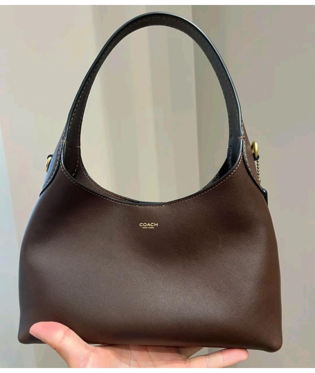 COACH Коричневая кожаная сумка через плечо, фото 7