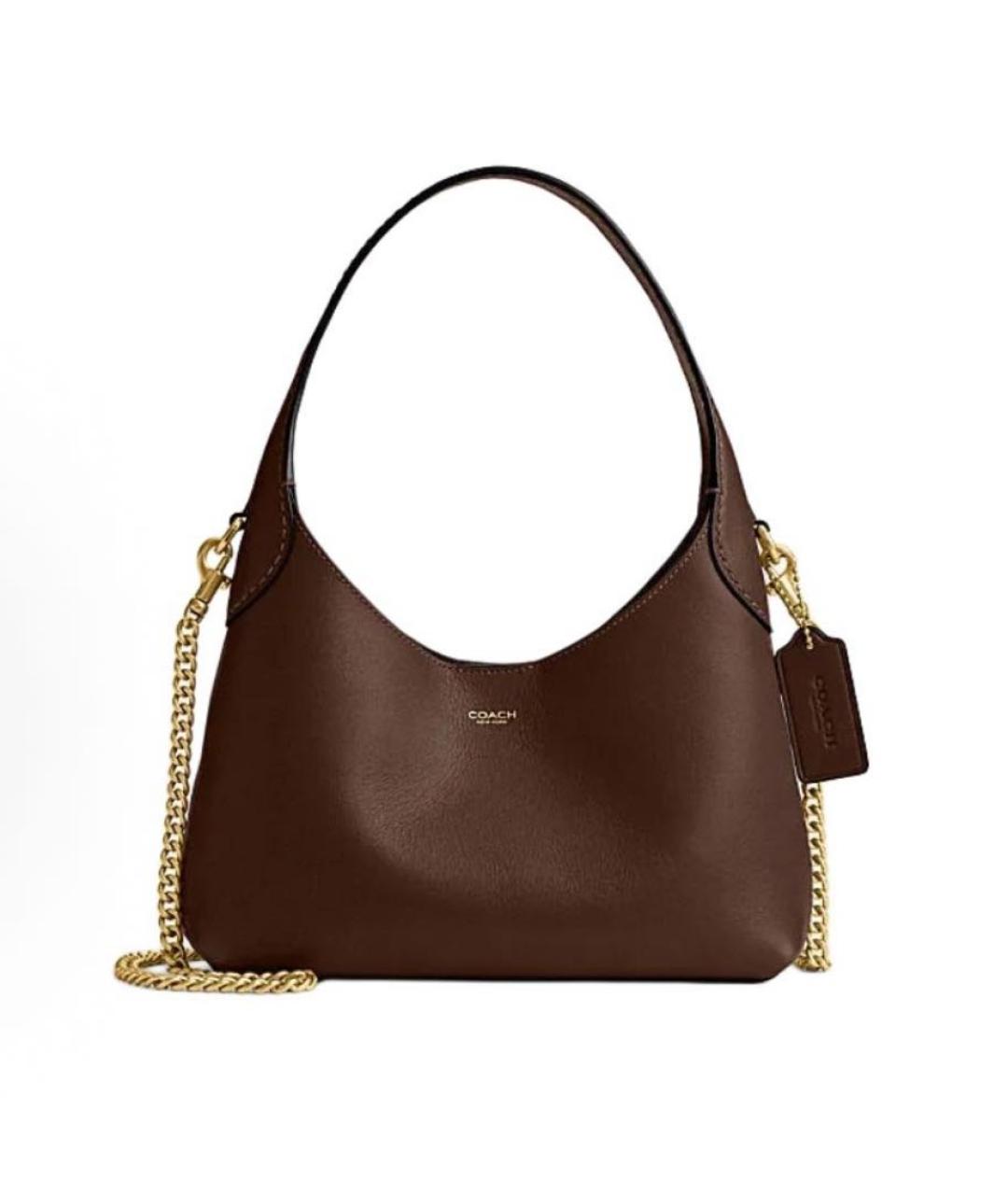 COACH Коричневая кожаная сумка через плечо, фото 9