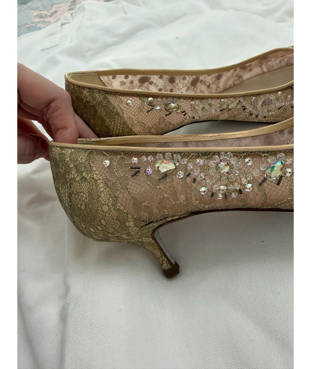 RENE CAOVILLA Бежевые текстильные туфли, фото 5