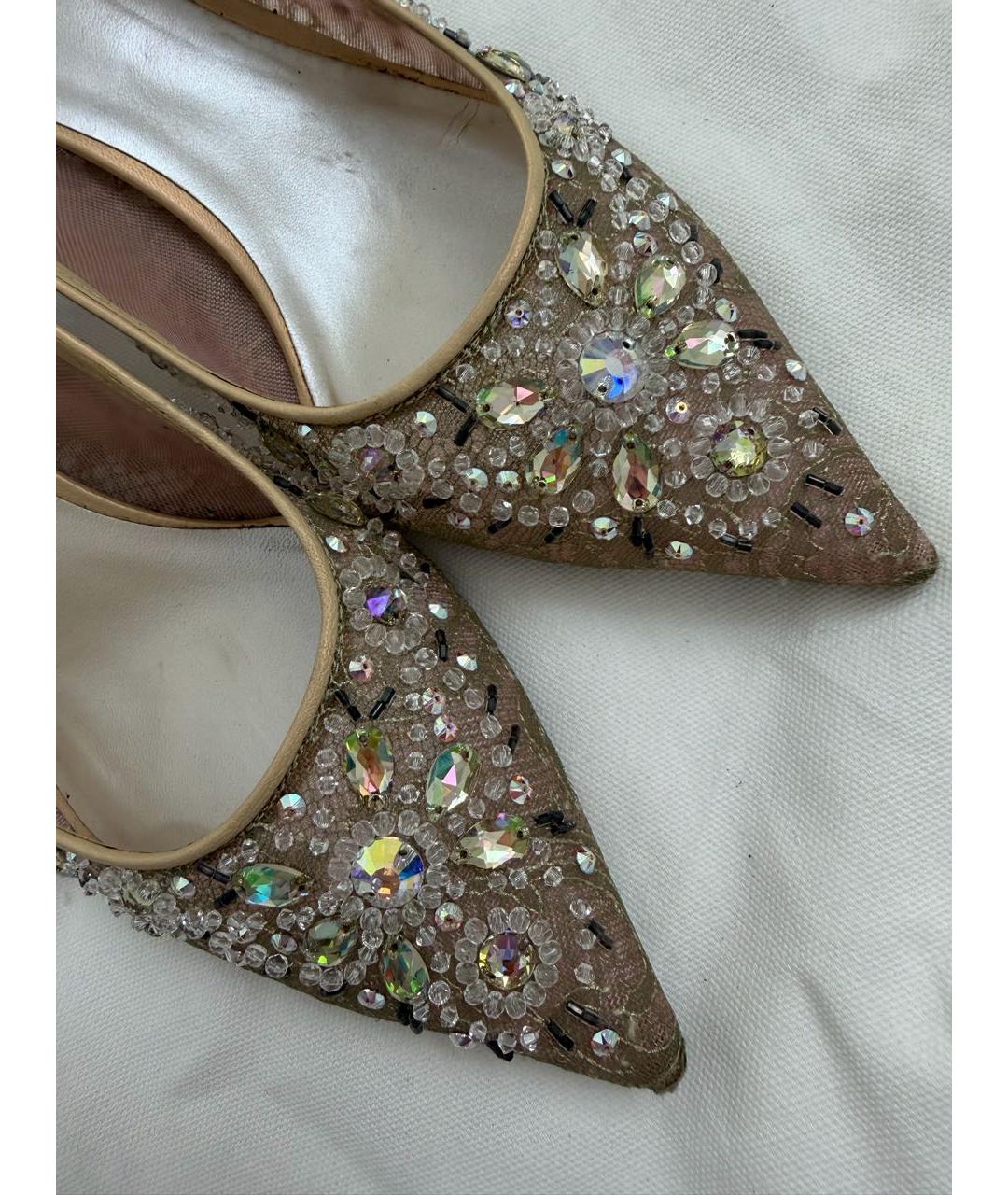 RENE CAOVILLA Бежевые текстильные туфли, фото 4