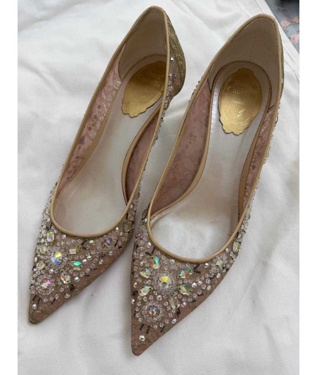 RENE CAOVILLA Бежевые текстильные туфли, фото 2