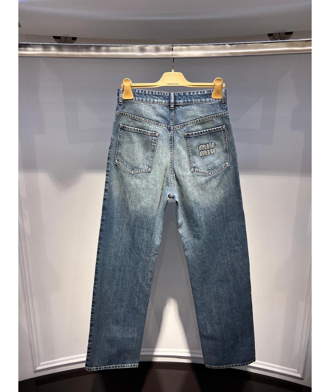 MIU MIU Синие хлопковые джинсы слим, фото 2
