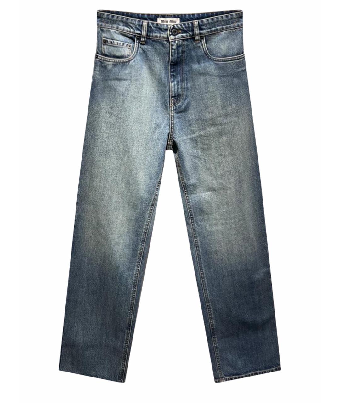 MIU MIU Синие хлопковые джинсы слим, фото 1