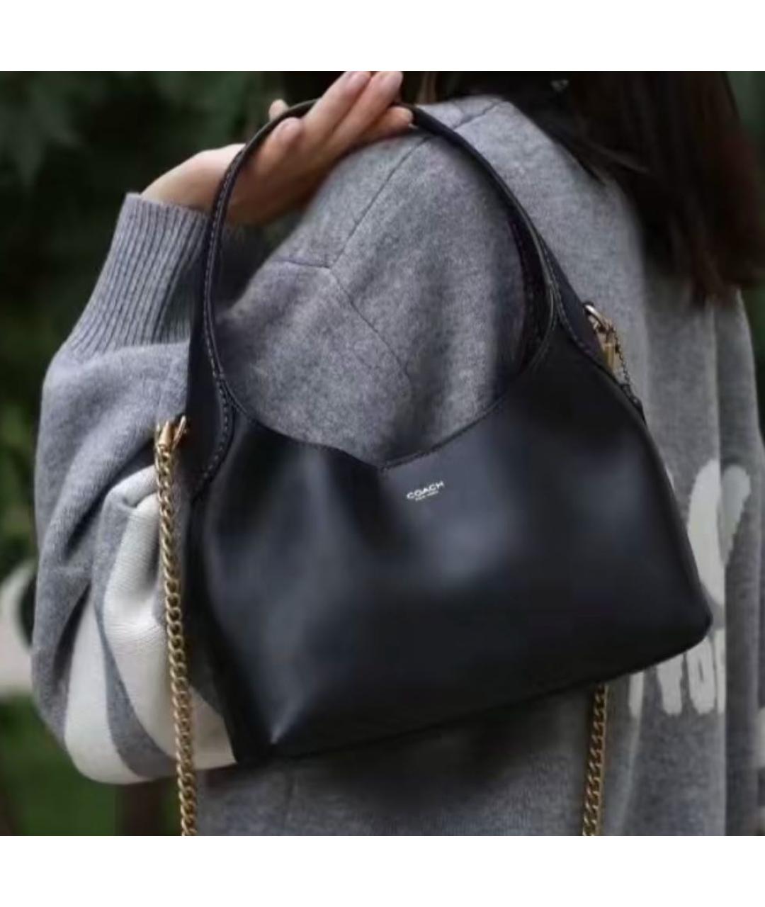 COACH Черная кожаная сумка через плечо, фото 6