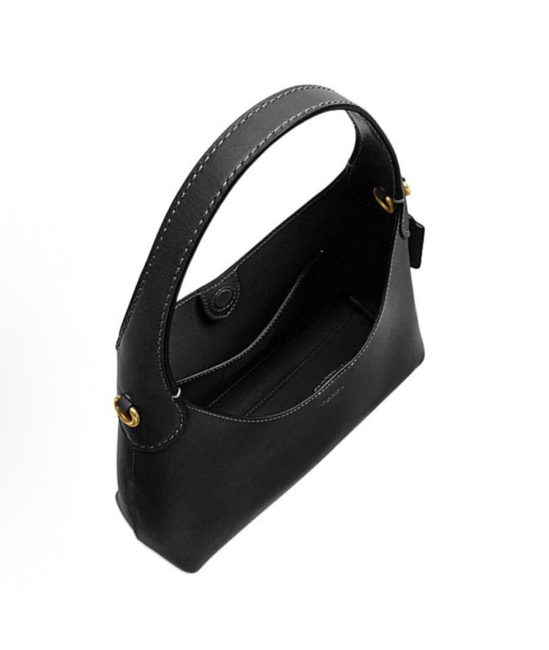 COACH Черная кожаная сумка через плечо, фото 4