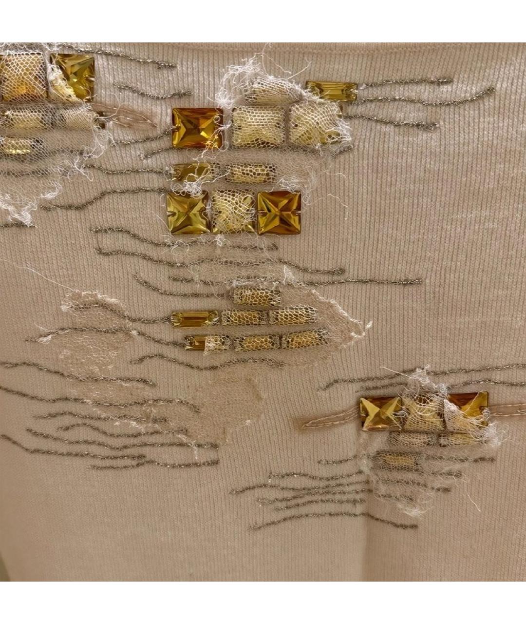 BLUMARINE Бежевое шерстяное повседневное платье, фото 4