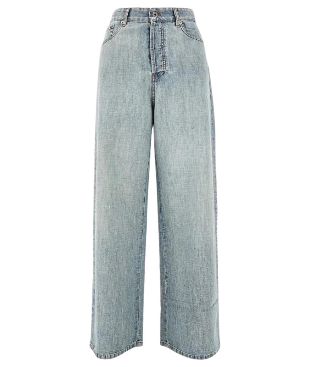MIU MIU Голубые хлопковые прямые джинсы, фото 1