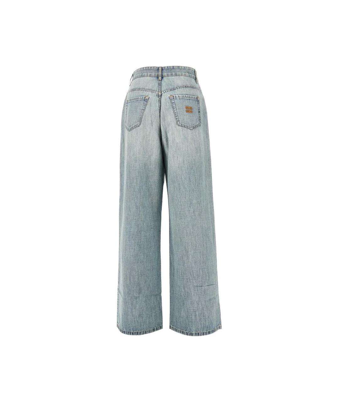 MIU MIU Голубые хлопковые прямые джинсы, фото 3