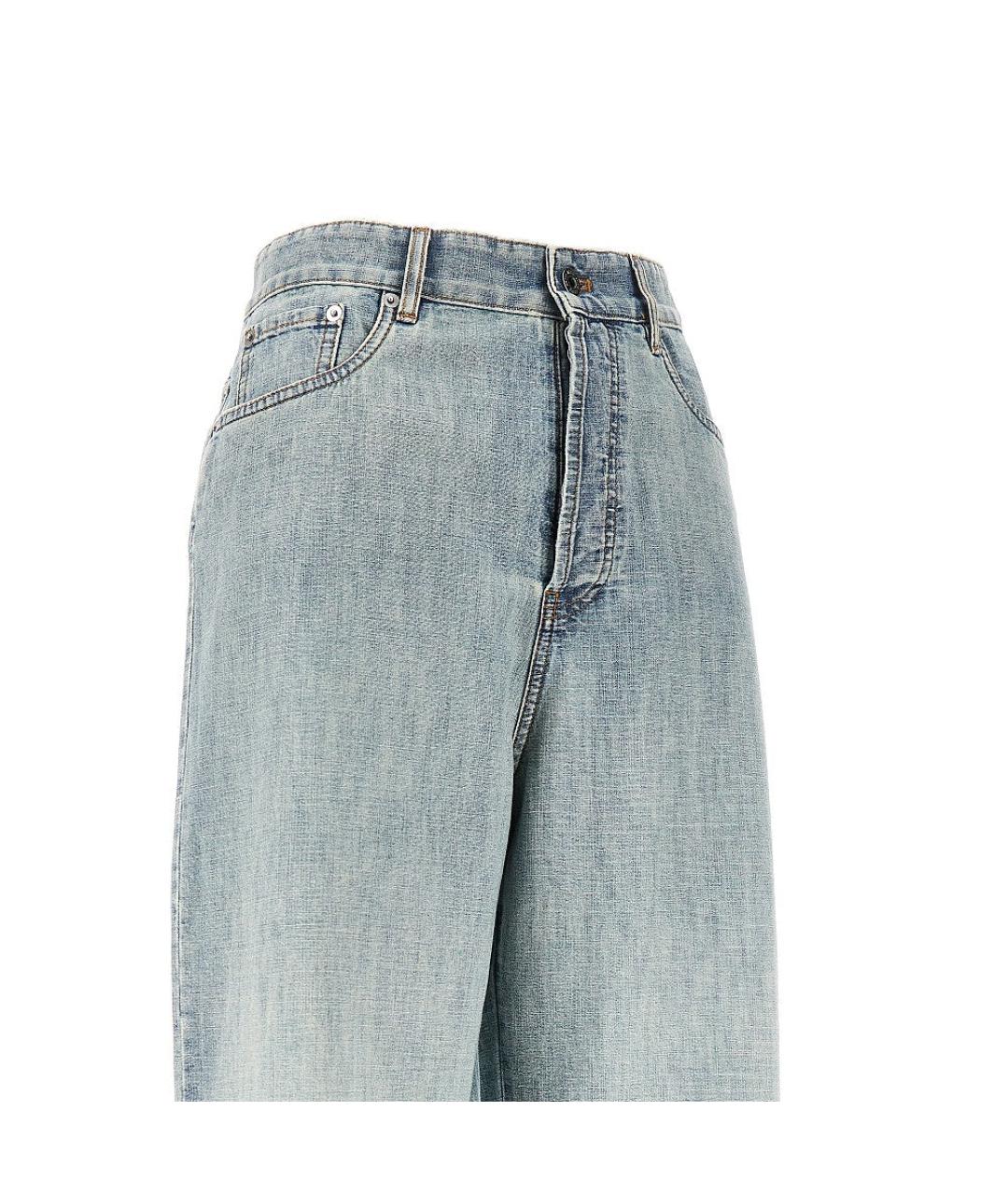 MIU MIU Голубые хлопковые прямые джинсы, фото 2