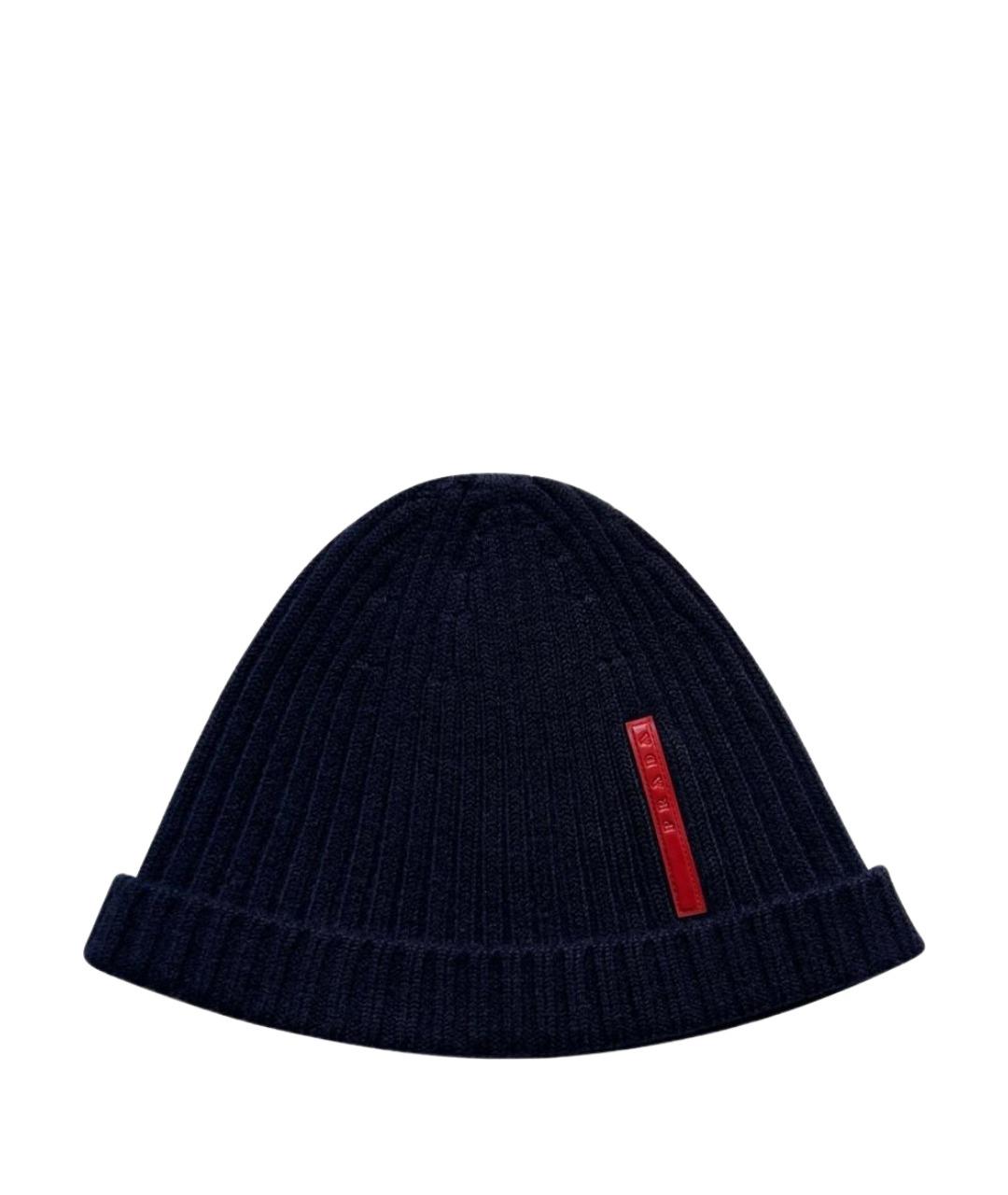 PRADA Темно-синяя шерстяная шапка, фото 1
