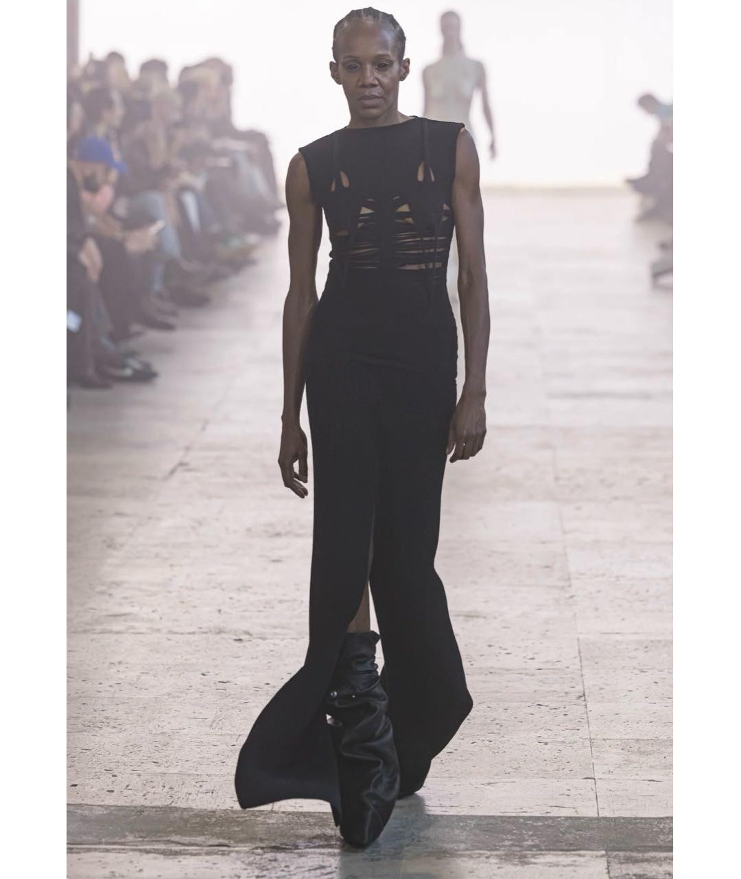 RICK OWENS Черная шерстяная юбка макси, фото 2