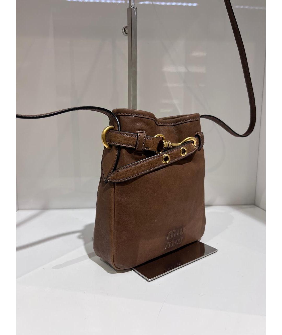 MIU MIU Коричневая кожаная сумка через плечо, фото 3