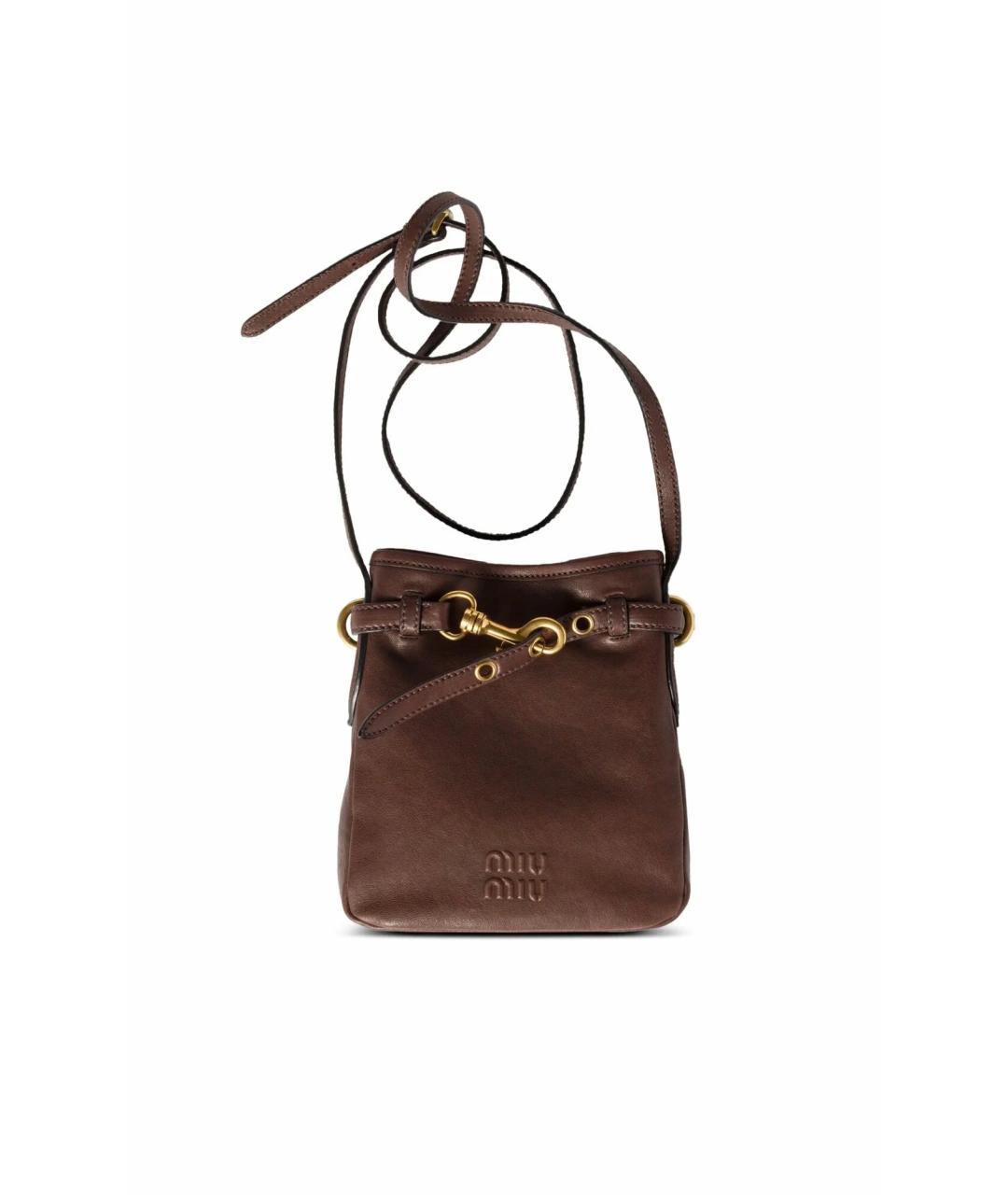 MIU MIU Коричневая кожаная сумка через плечо, фото 1