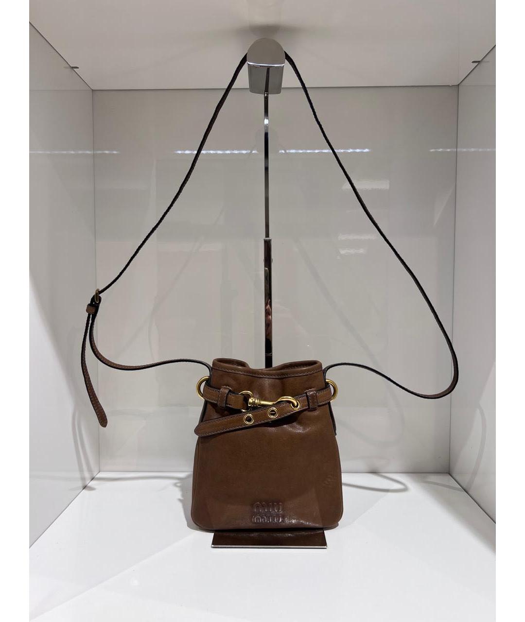 MIU MIU Коричневая кожаная сумка через плечо, фото 2