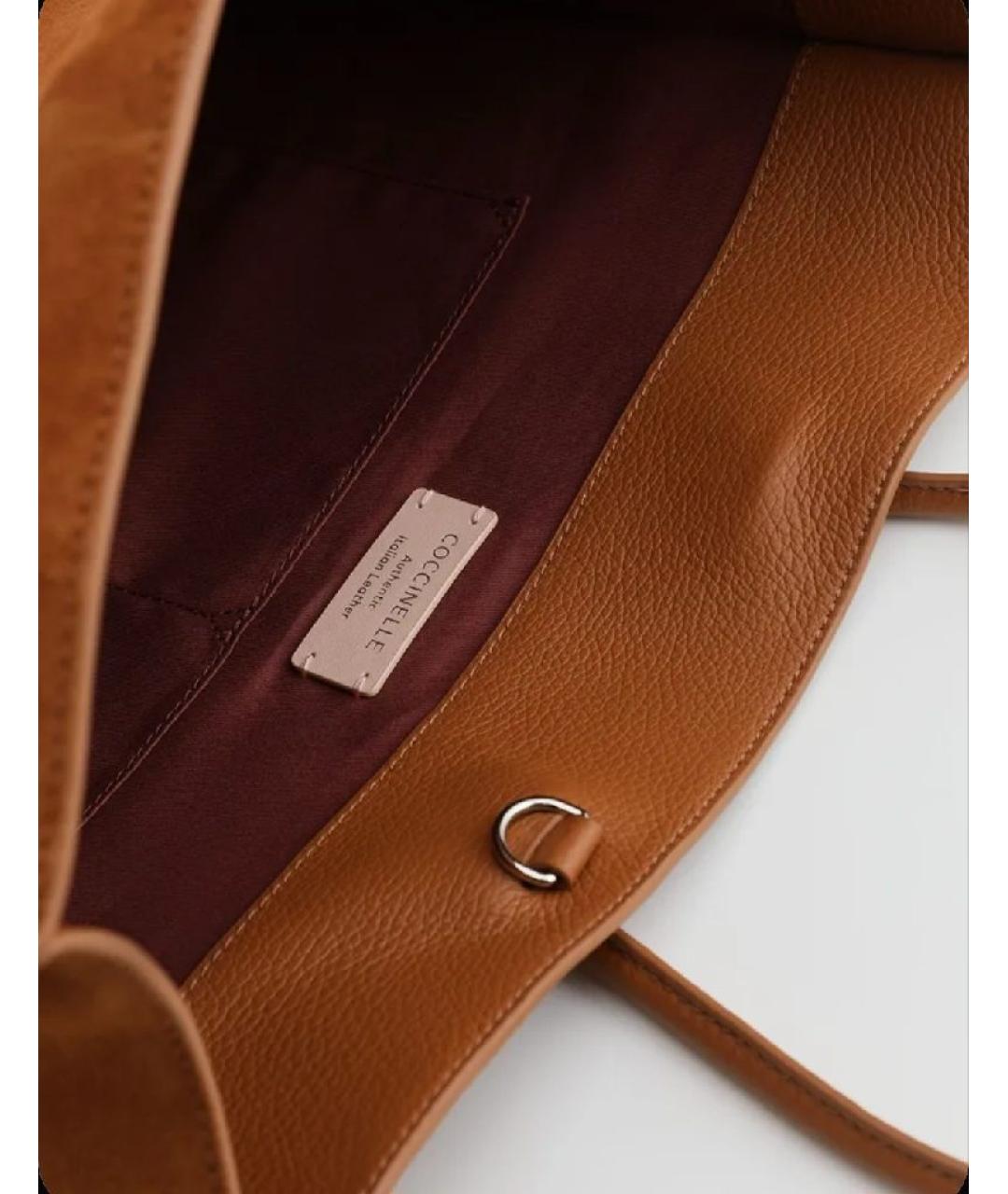 COCCINELLE Коричневая кожаная сумка тоут, фото 3
